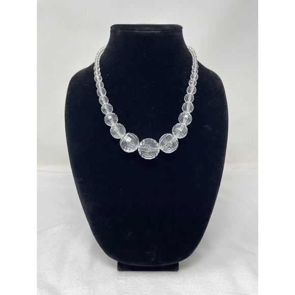 Unbranded Jewelry - Unbranded Women Graduated Faceted Bead Necklace OS Clear Crystal Aesthetic